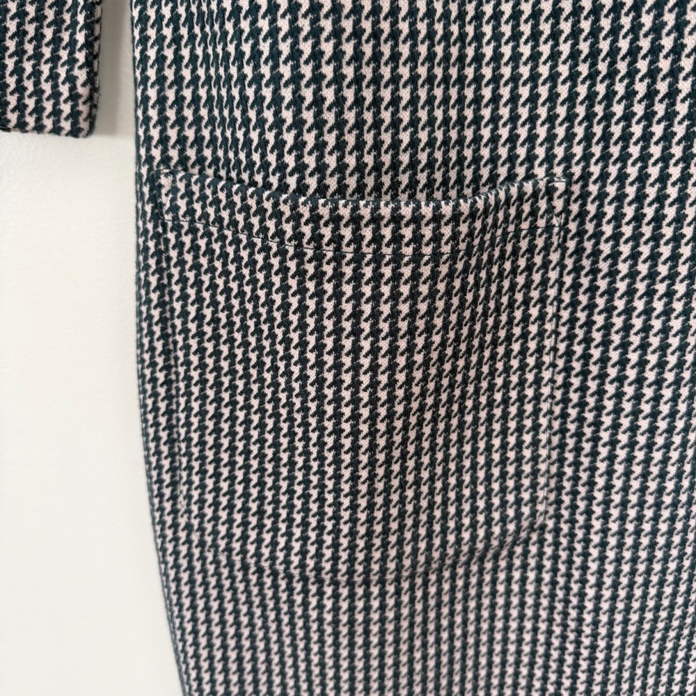 Boden Pink Green Houndstooth Jacquard Dress Pockets Career 3/4 SLV Cotton Knee 6 - Picture 6 of 16